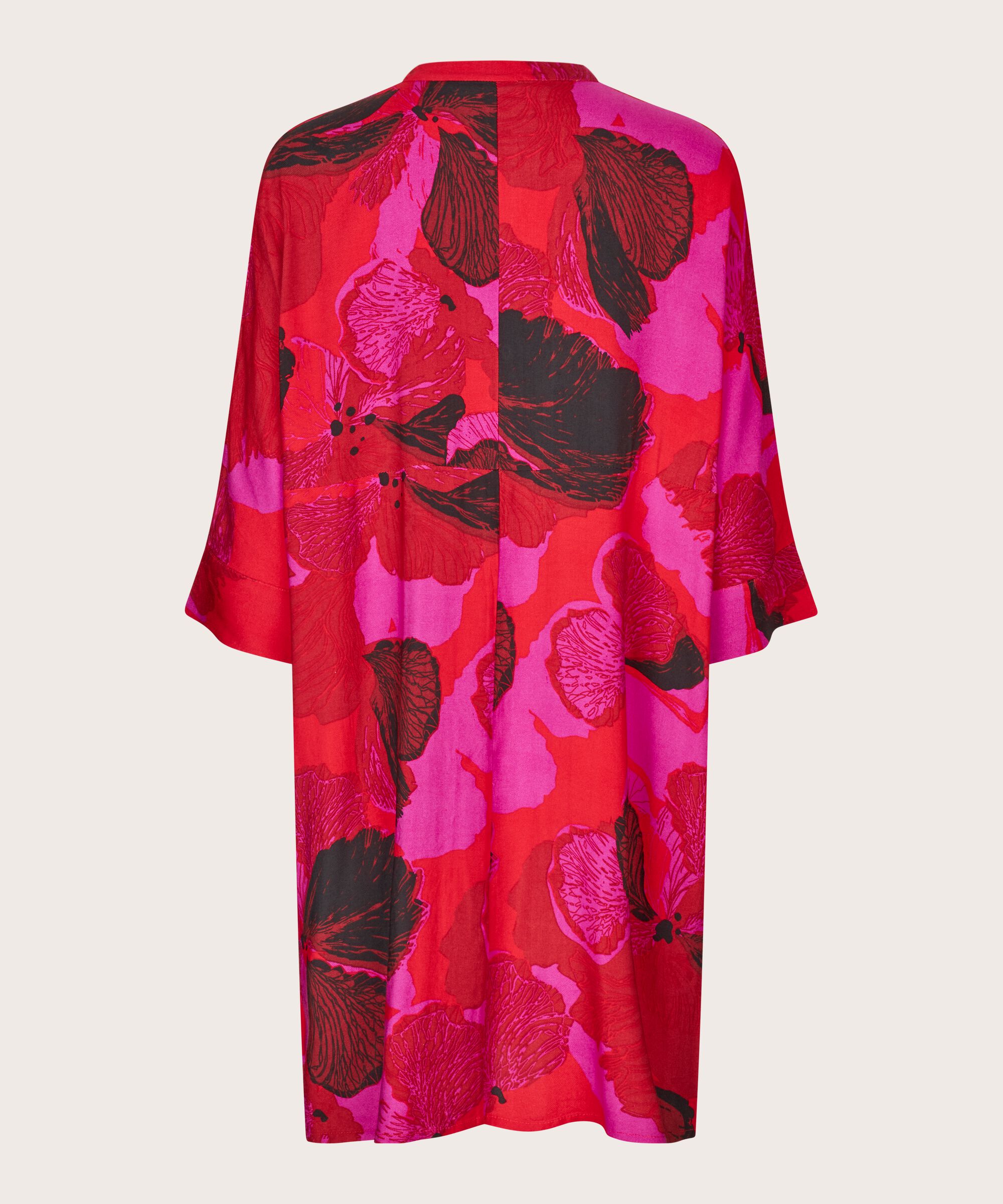 Gemustertes Hemdblusenkleid Aus Viskose, Haute Red