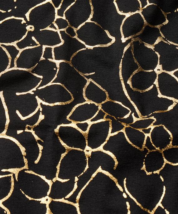 Jersey-Tunika mit 3/4-Ärmeln und Golddruck, Gold