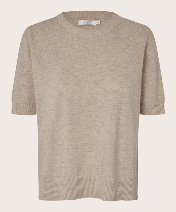 kurzärmliger Pullover aus Wollmischung, Beige melange
