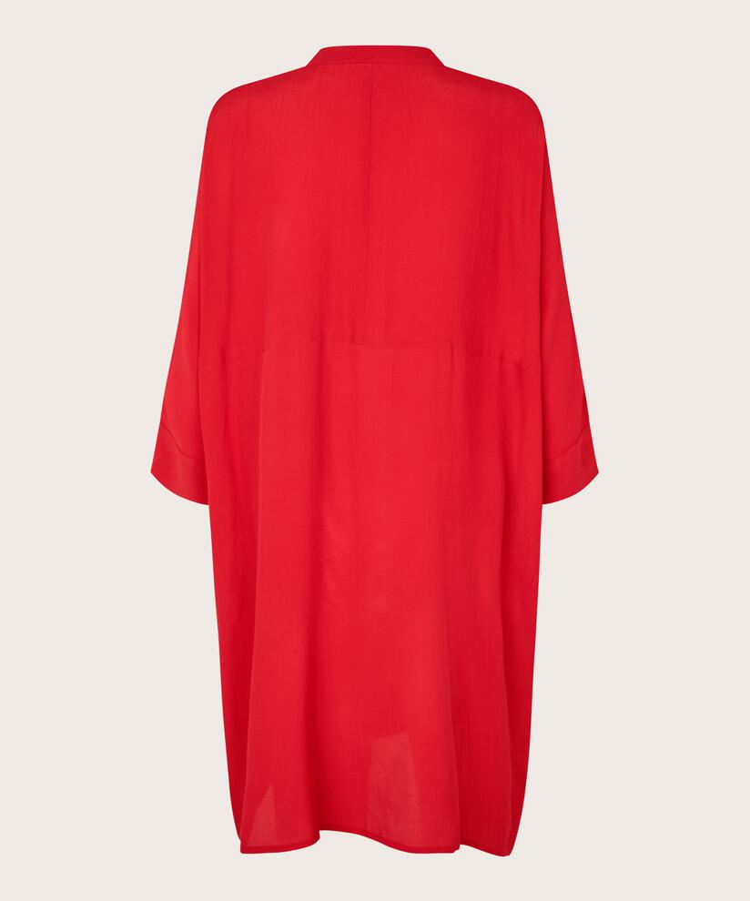 Hemdblusenkleid Aus Viskose Mit Dreiviertelärmeln, Scarlet Sage