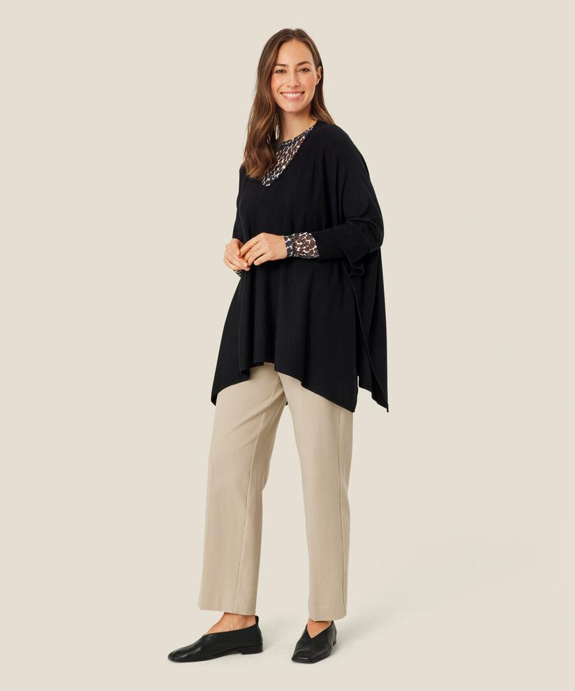 Bedruckte Netzbluse mit langen Ärmeln, Black