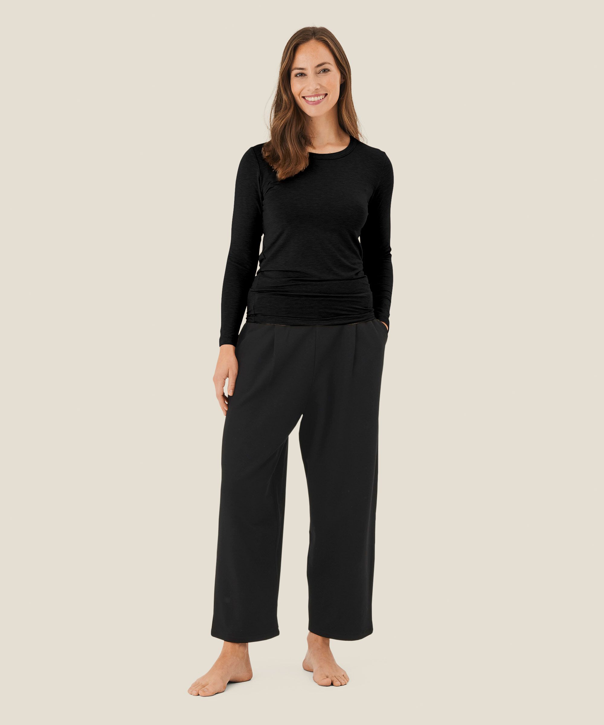Shirt Mit Rundem Hals, Black