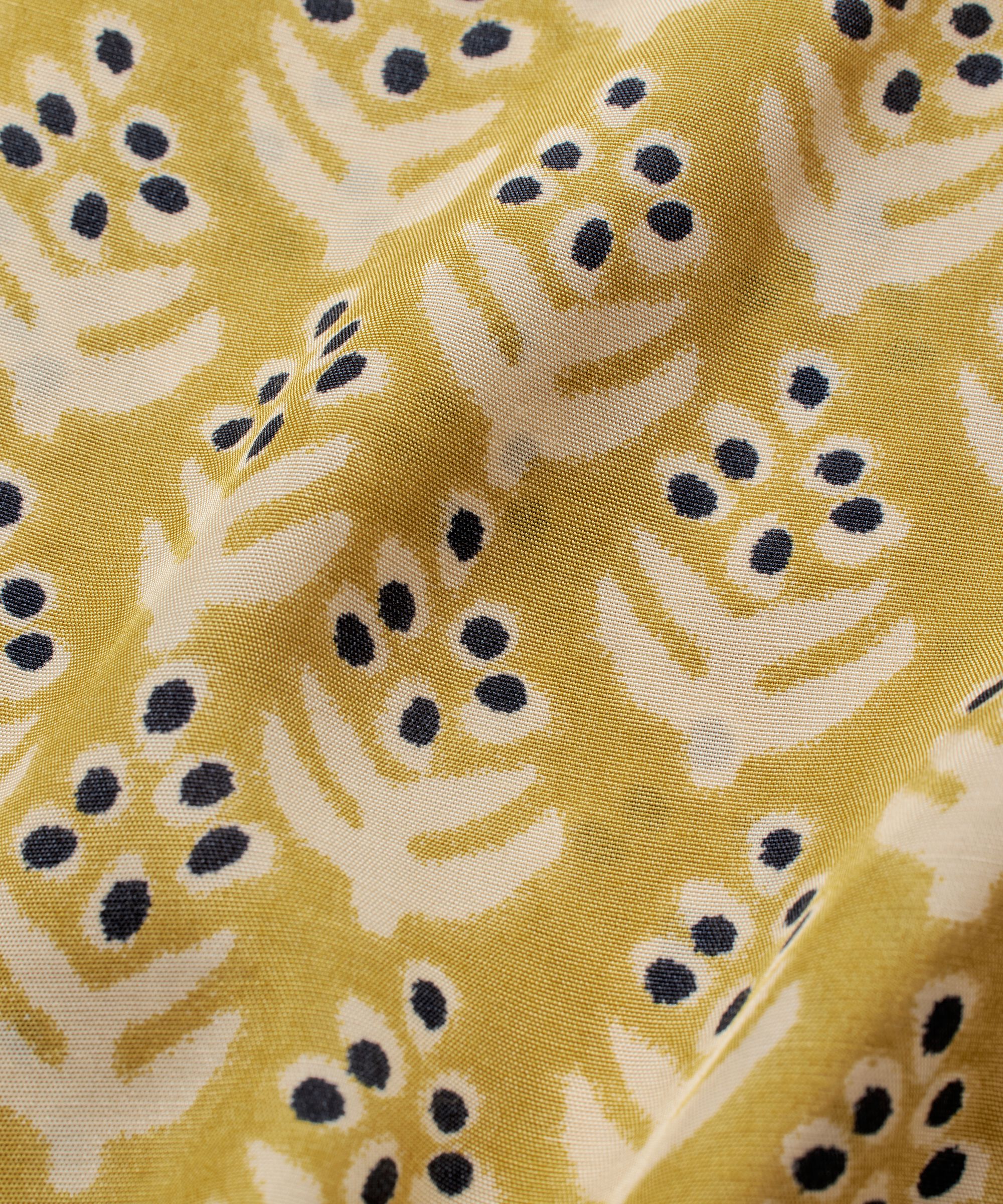 bedruckte Viskosehose mit Eingrifftaschen und elastischem Bund, Burnish Gold