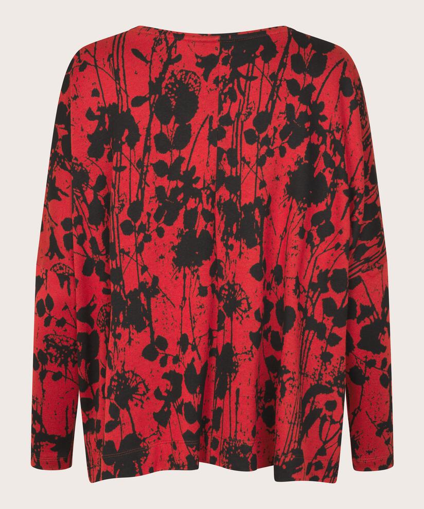 geblümtes Oversize-Top mit schmalen Ärmeln, Scarlet Sage