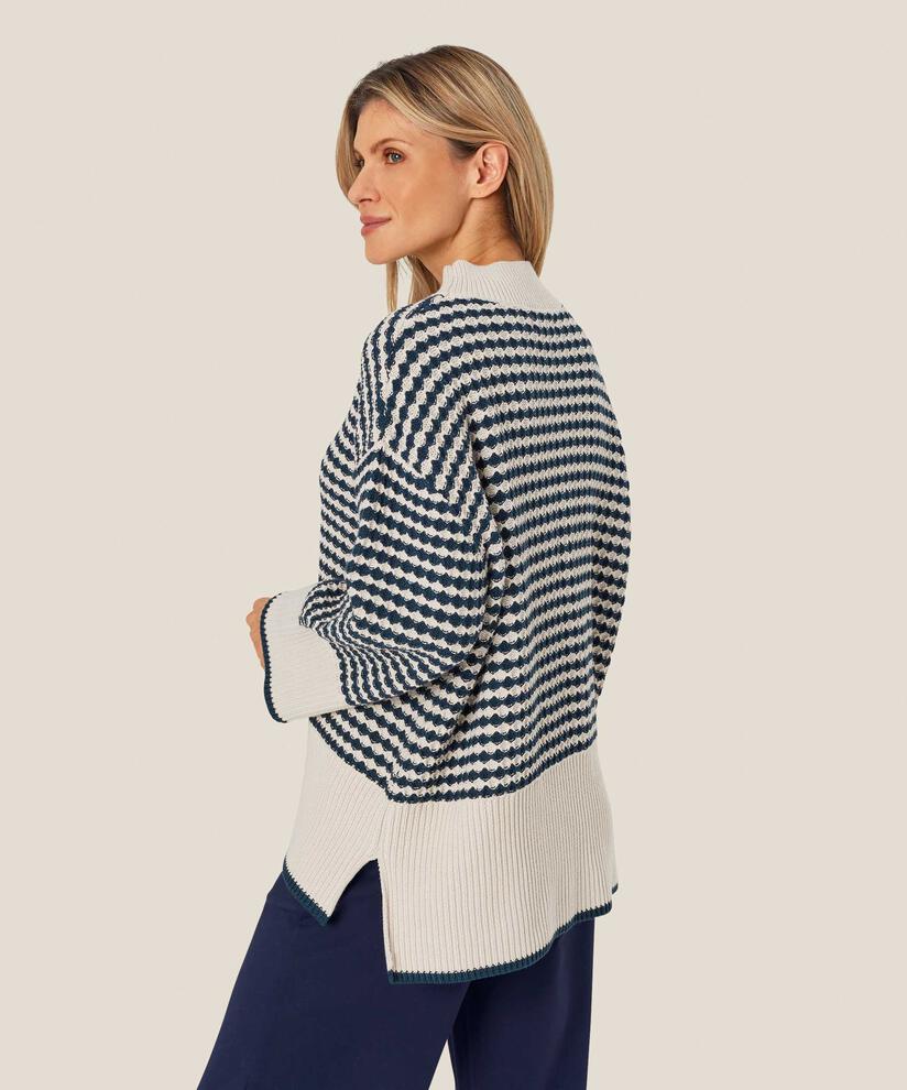 Hochgeschlossener Strickpullover aus Baumwolle, Mood Indigo