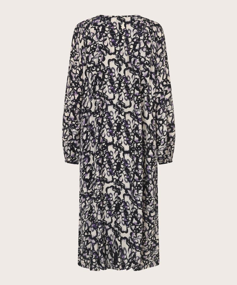 Bedrucktes Kleid mit Eingrifftaschen und Bändern, Meadow Violet