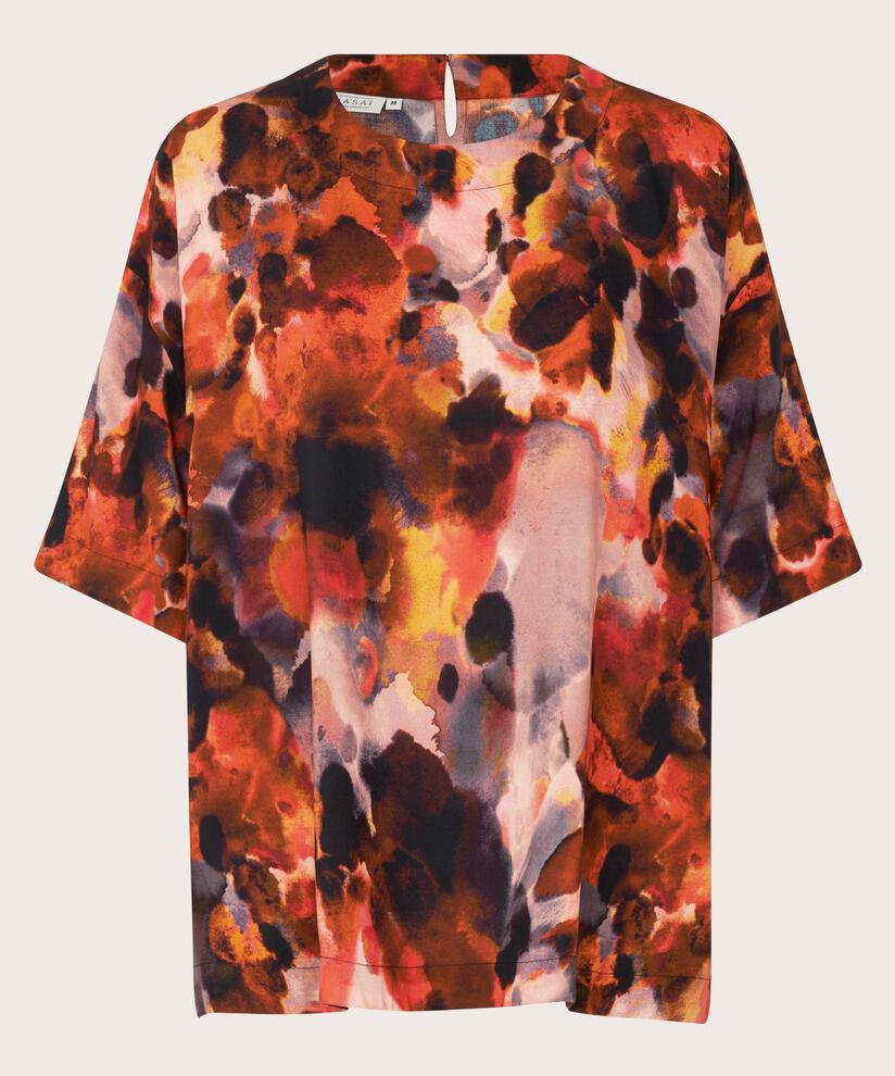 Viskosebluse mit 1/2 Ärmeln, Spicy Orange