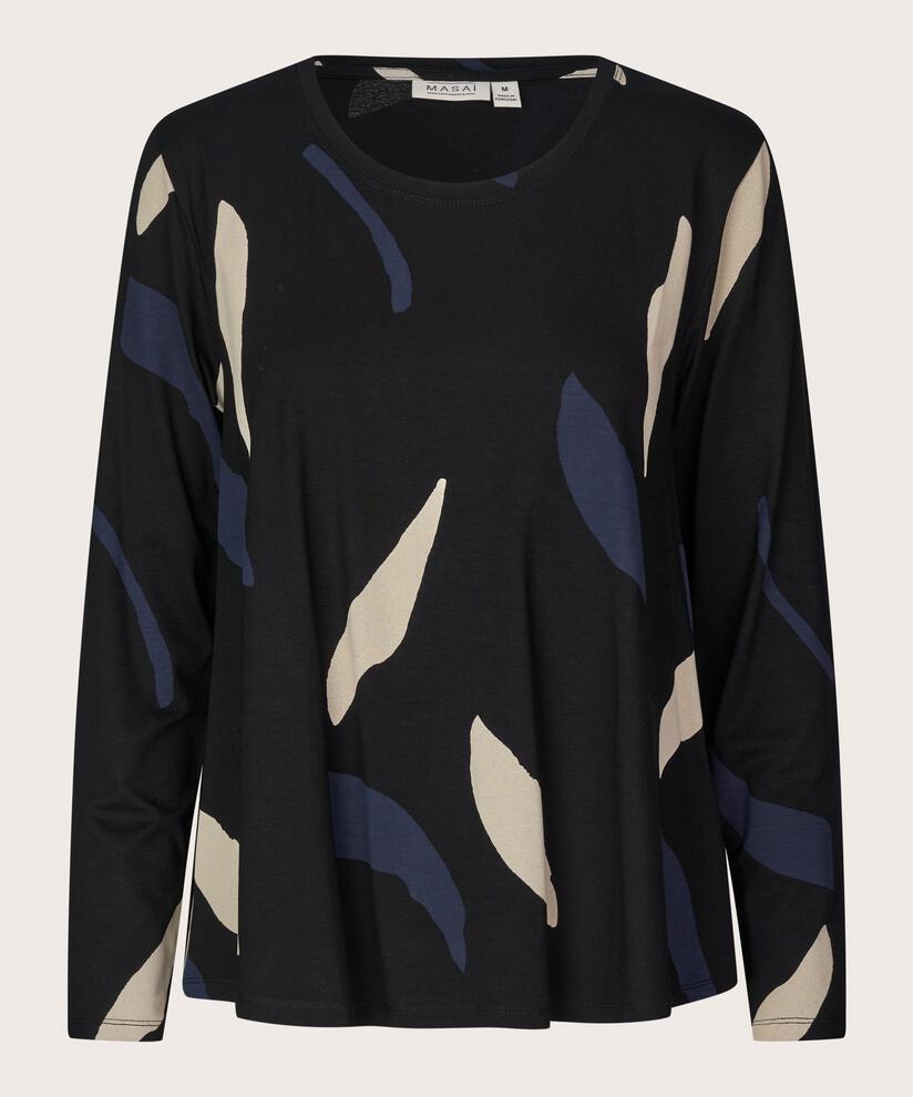 bedrucktes Jersey-Top mit Rundhalsausschnitt, Navy Blazer