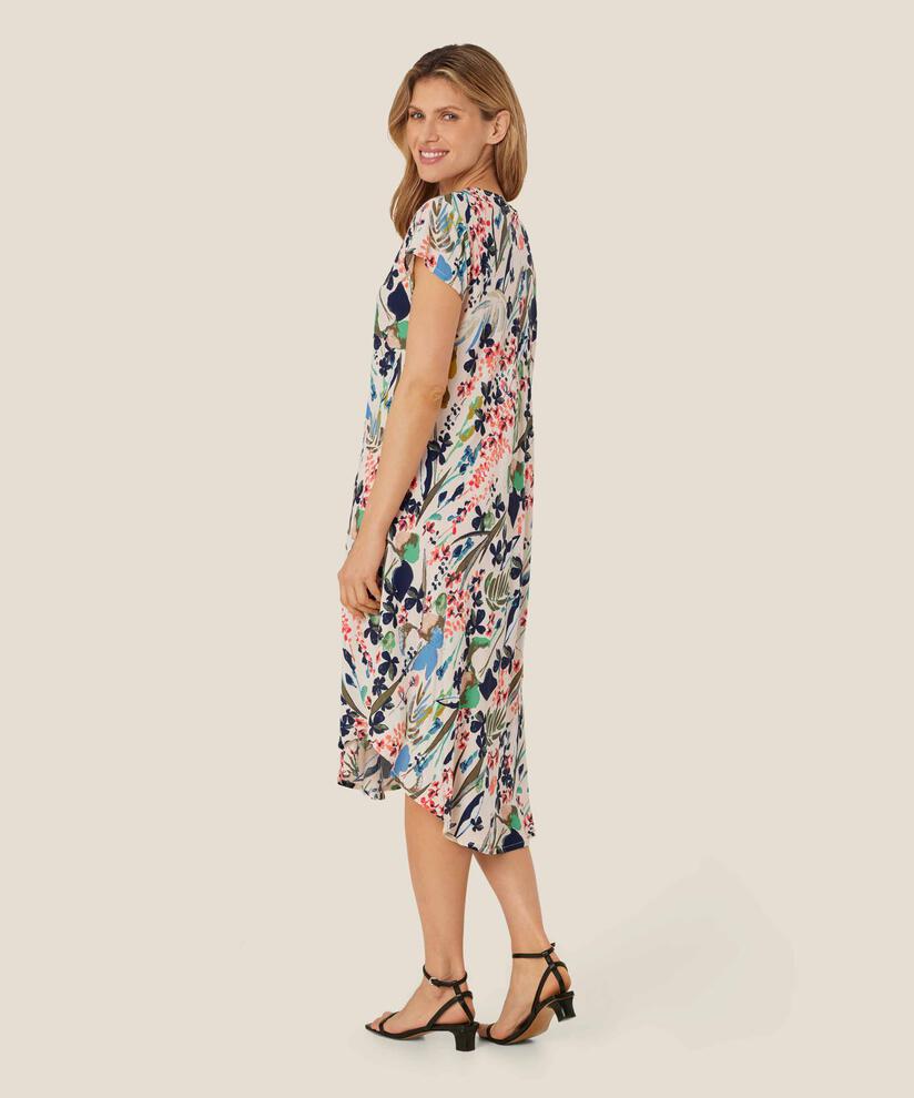 Bedrucktes Viskosekleid mit V-Ausschnitt, Marina