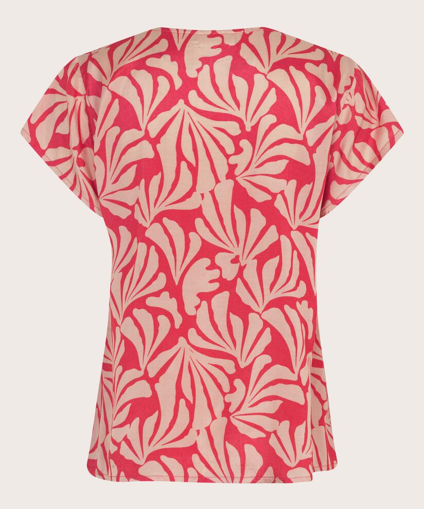 Viskose-Hemdbluse mit kurzen Flügelärmeln, Hibiscus