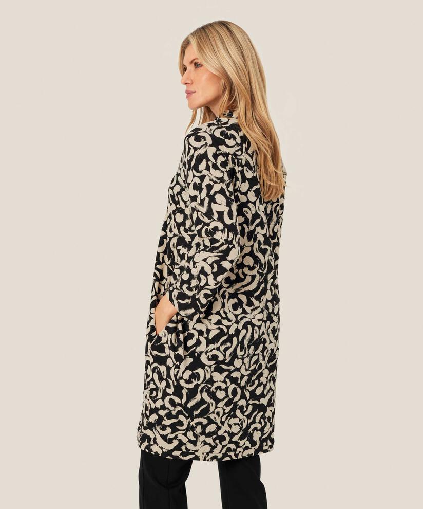 Jersey-Tunika mit V-Ausschnitt und Eingrifftaschen, Black