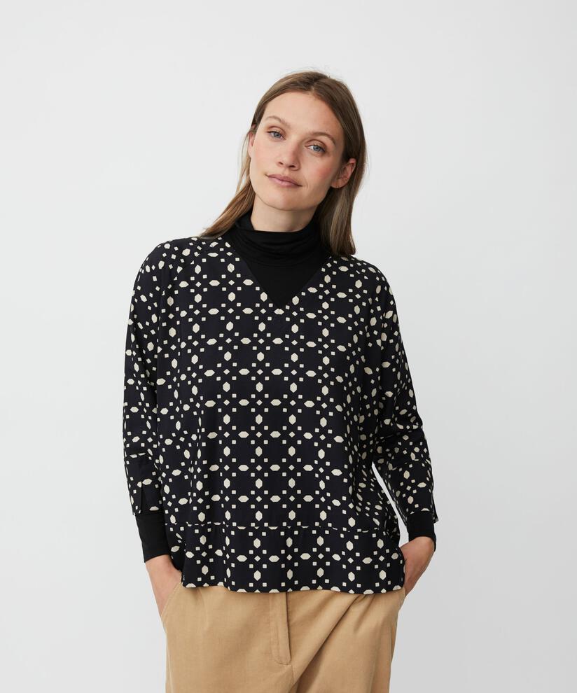 Viskosebluse Mit V-ausschnitt, Black