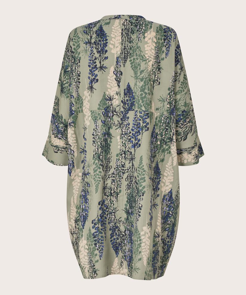 Gemustertes Hemdblusenkleid Aus Viskose, Seagrass