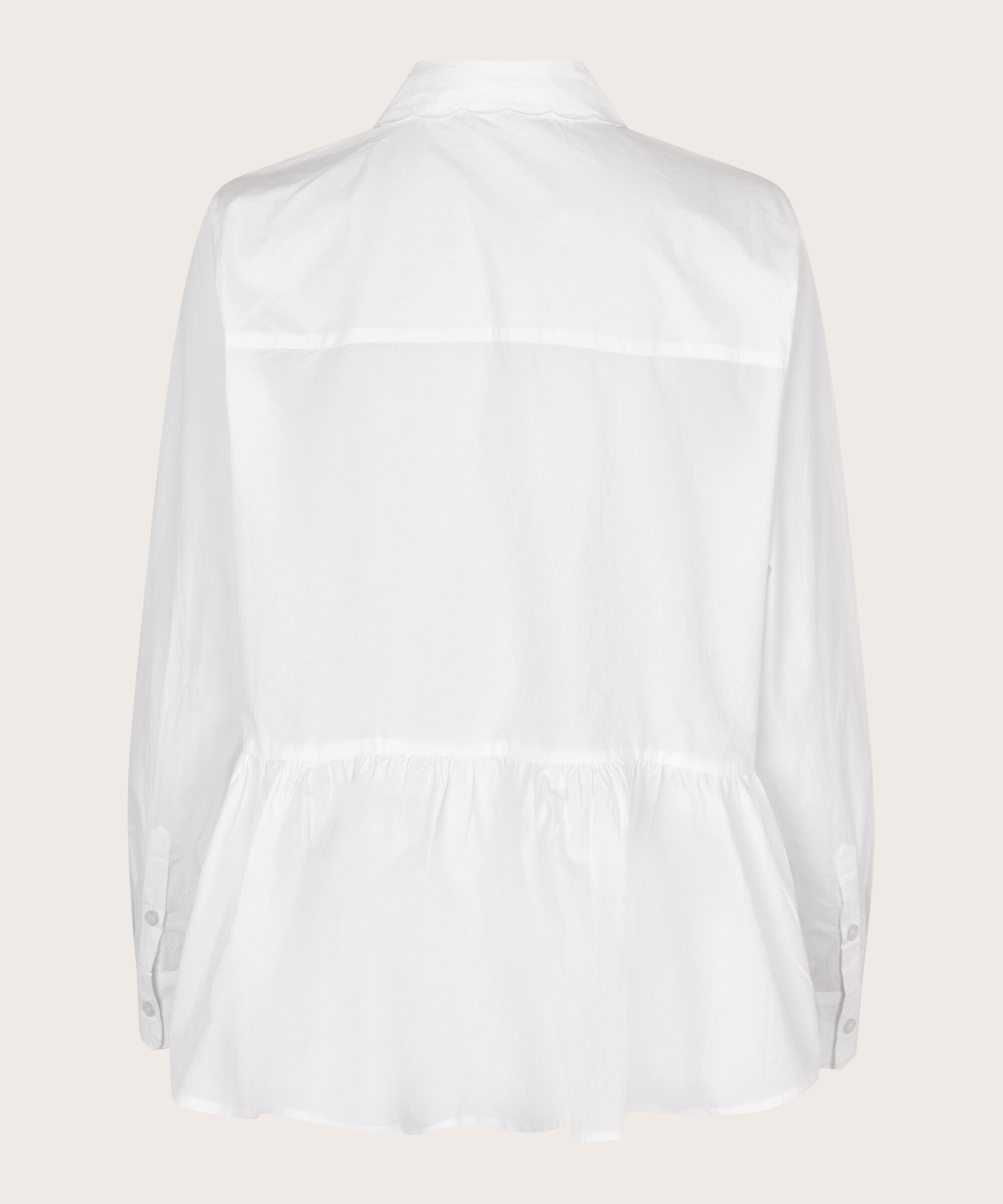Baumwollhemdbluse mit Schößchen unten, White