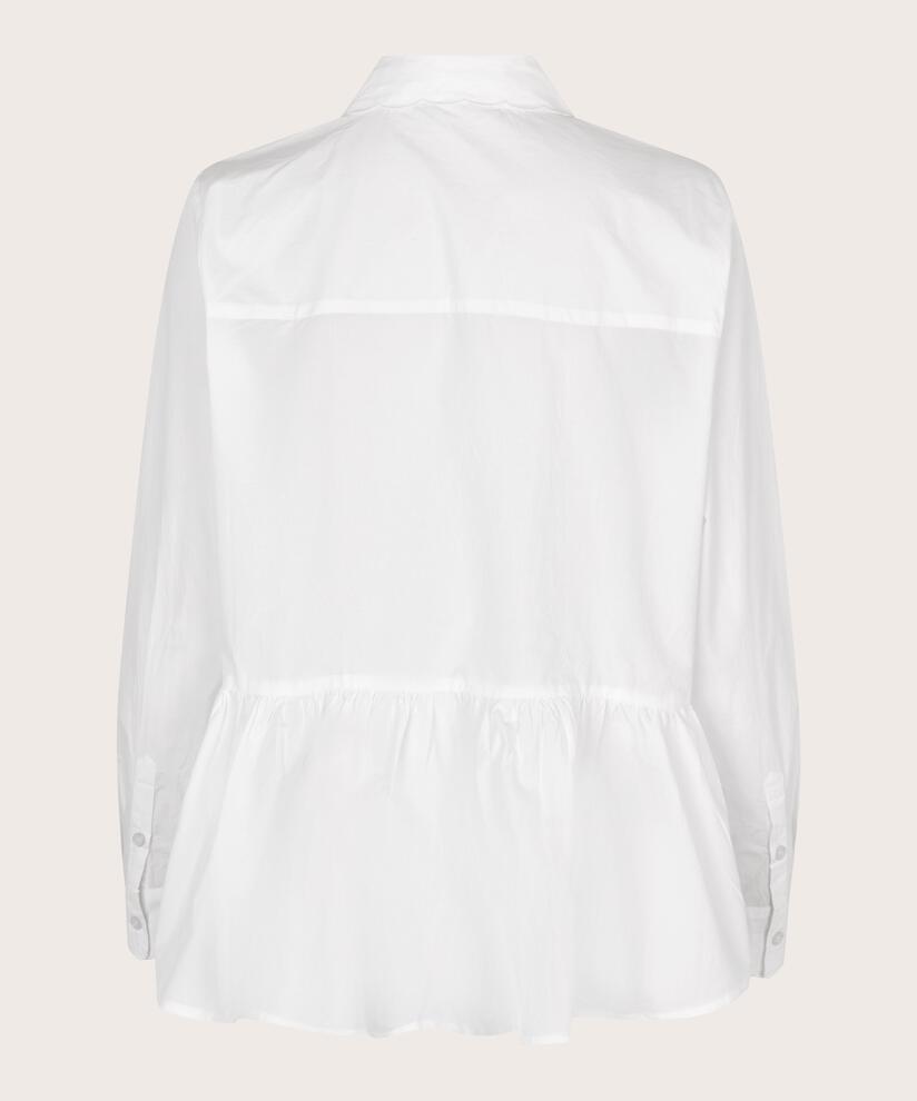 Baumwollhemdbluse mit Schößchen unten, White