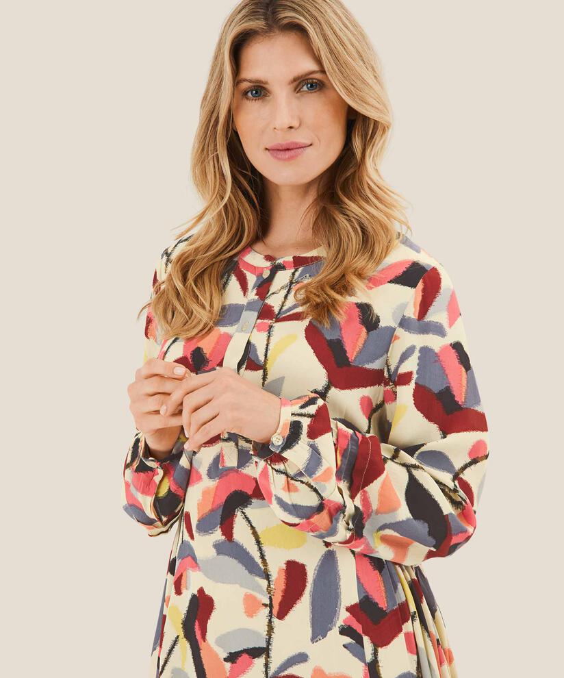 Viskosekleid mit Seitenfalten, Calypso Coral