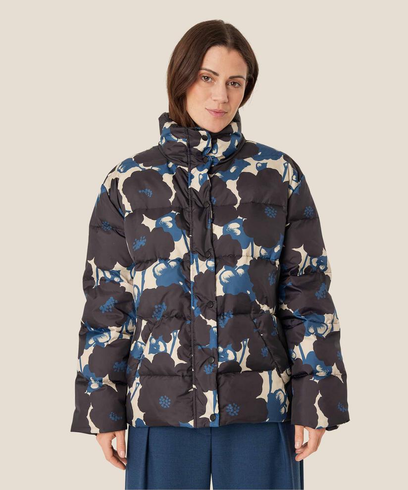 Kurze Daunenjacke mit Blumenmuster und hohem Kragen, Moonlit Ocean
