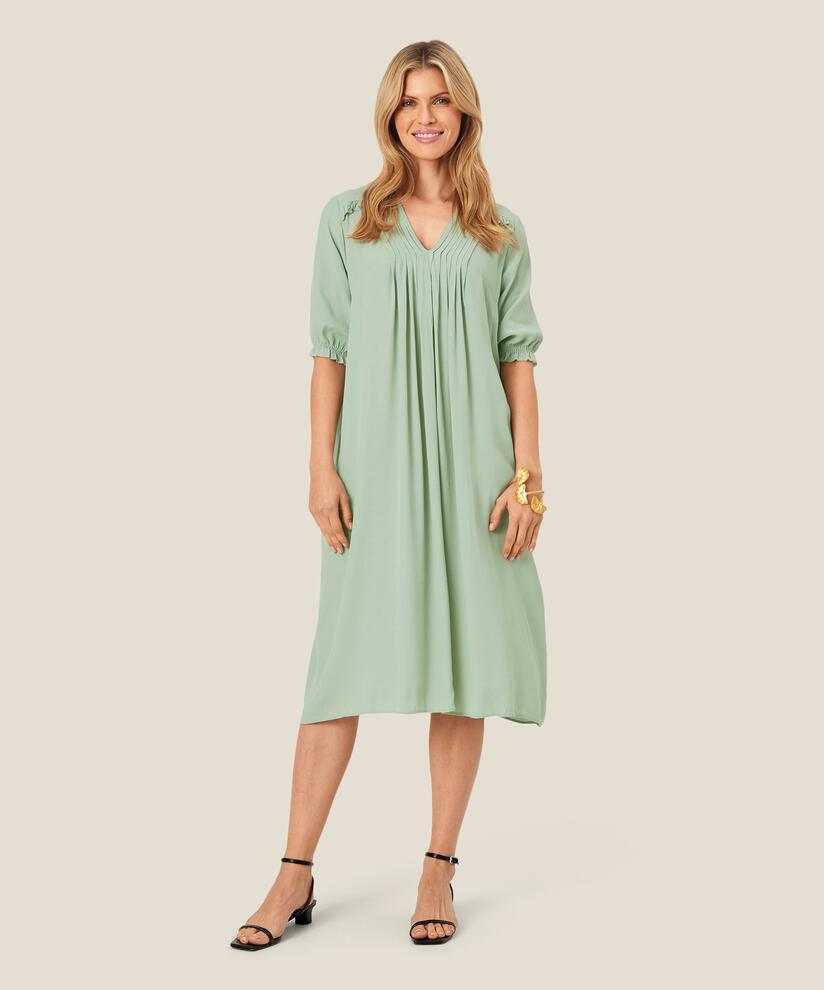 feminines Kleid aus Viskose mit Falten, Frosty Green