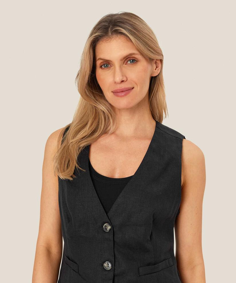 feminine Weste aus Leinen, Black