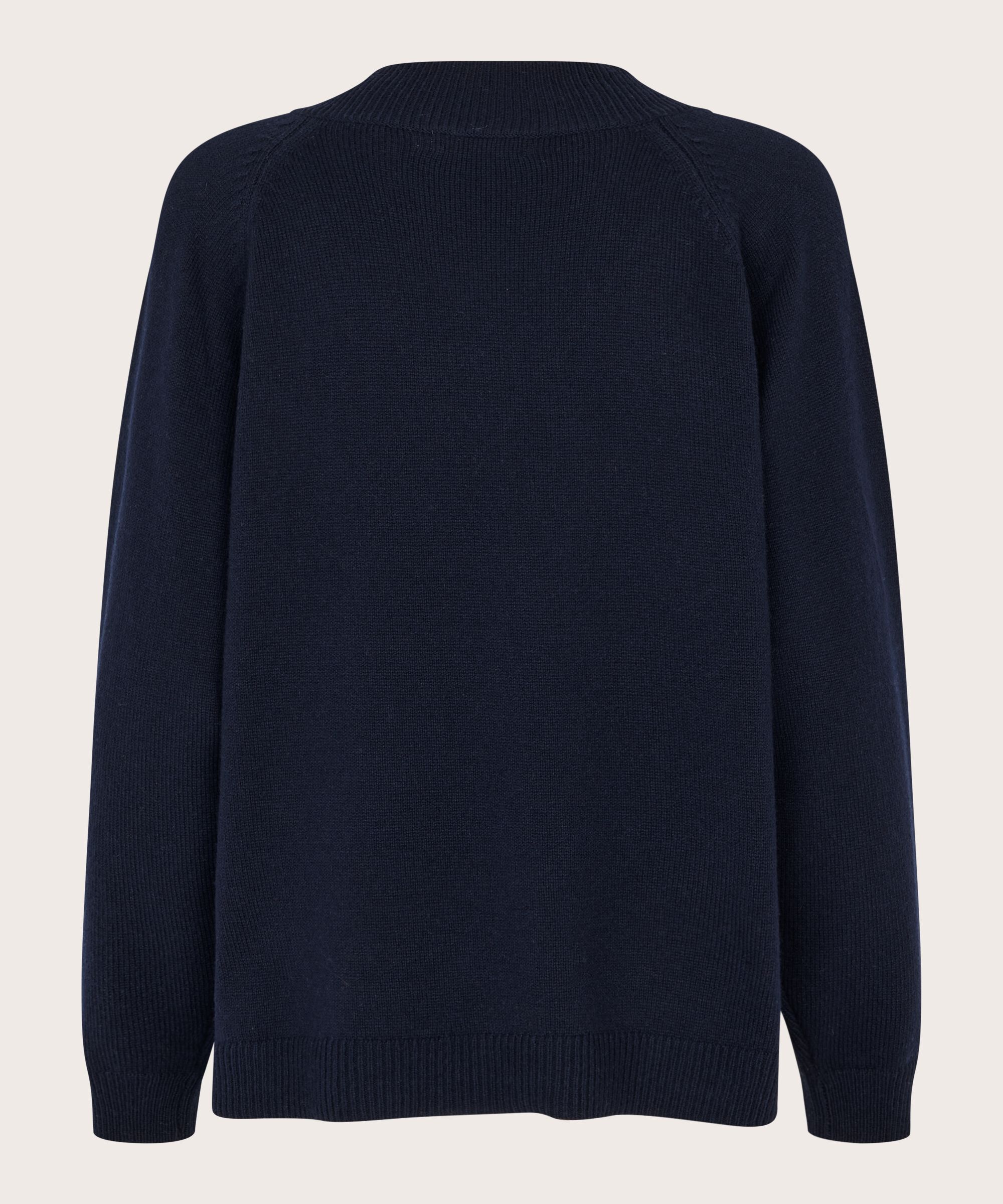 Pullover aus Wollmischung mit tiefem V-Ausschnitt, Navy Blazer