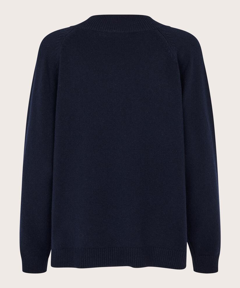 Pullover aus Wollmischung mit tiefem V-Ausschnitt, Navy Blazer