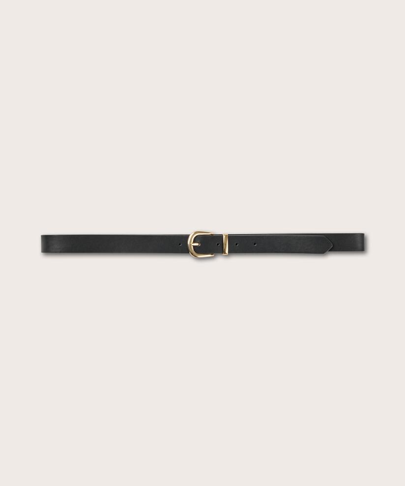 schmaler Gürtel mit goldener Schnalle, Black