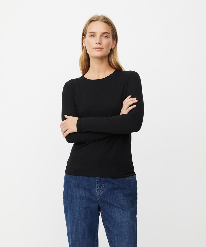 taillierte Jerseybluse mit Stretch, Black