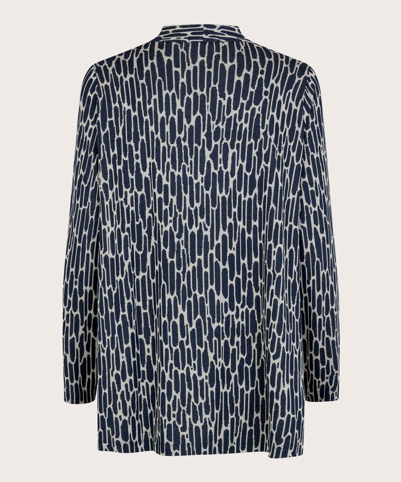 Jersey-Top mit V-Ausschnitt und kleinem Kragen, Maritime Blue
