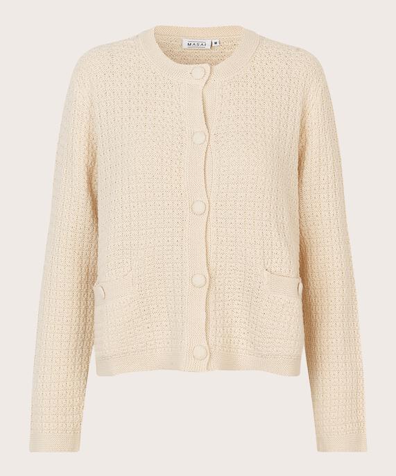 Strickjacke mit Strickmuster und bezogenen Knöpfen, Whitecap