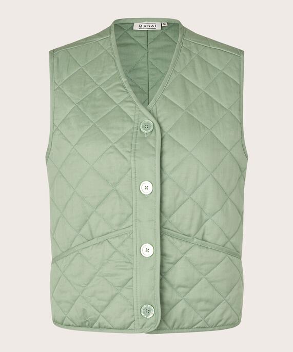 Steppweste mit Paspeldetails, Frosty Green