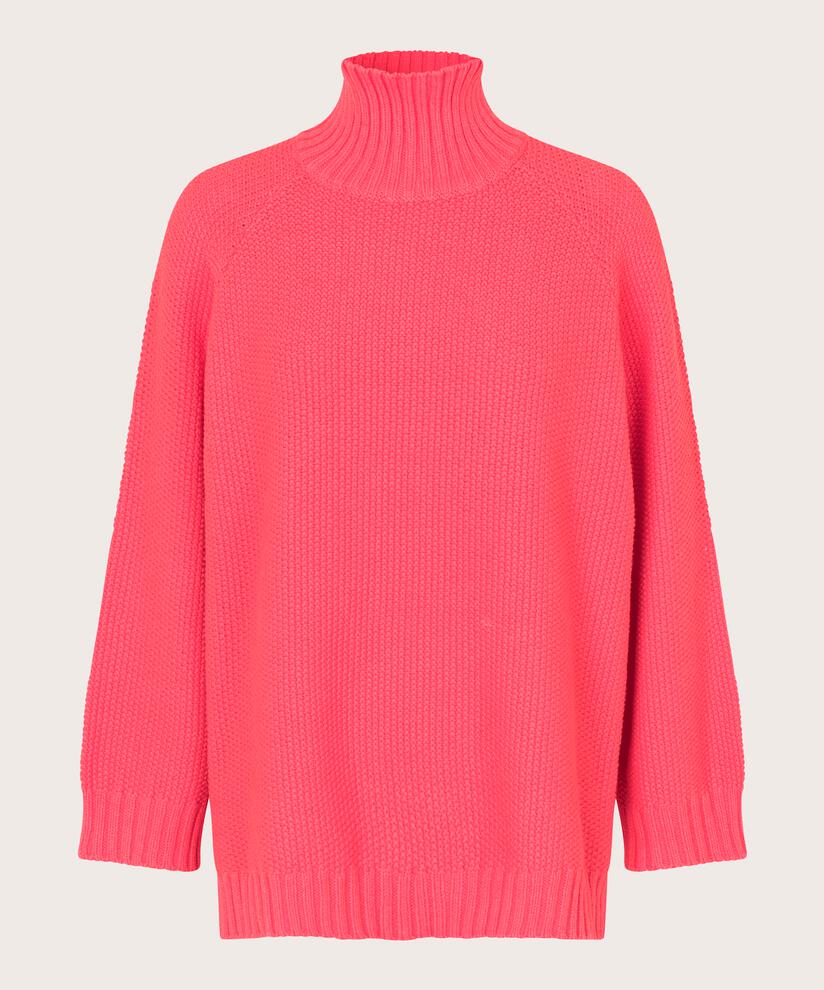 Rollkragenpullover aus Baumwollmischung, Calypso Coral