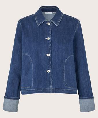 kurze Jeansjacke mit Knopfverschluss, Blue Denim