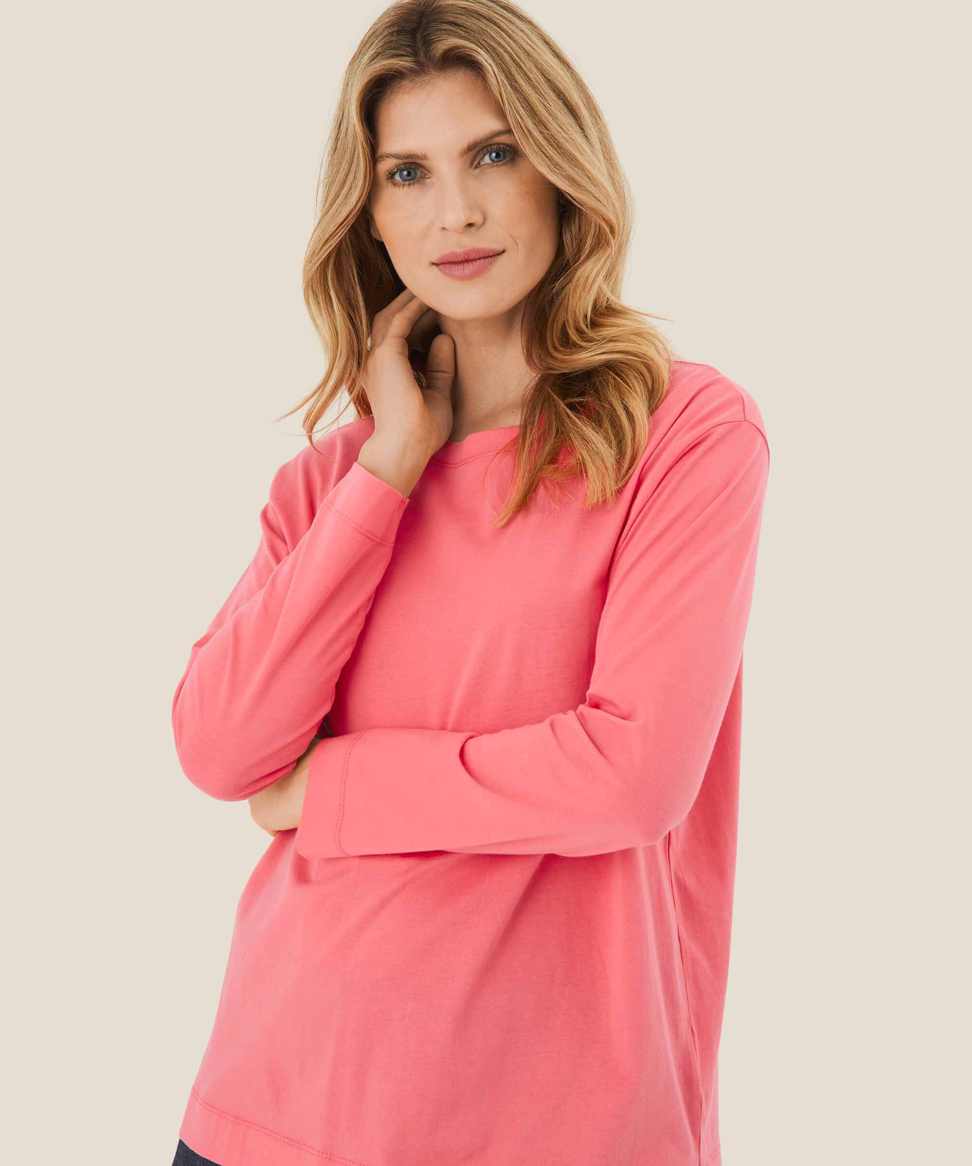 Langarmshirt aus Baumwolle, Calypso Coral