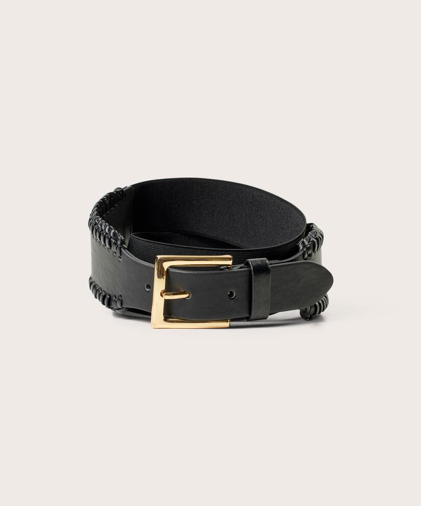elastischer Gürtel mit goldener Schnalle, Black