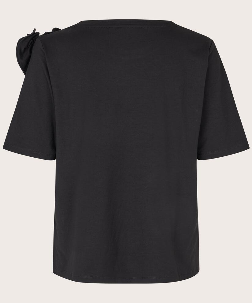 T-Shirt mit abnehmbarer Blumenbrosche, Black