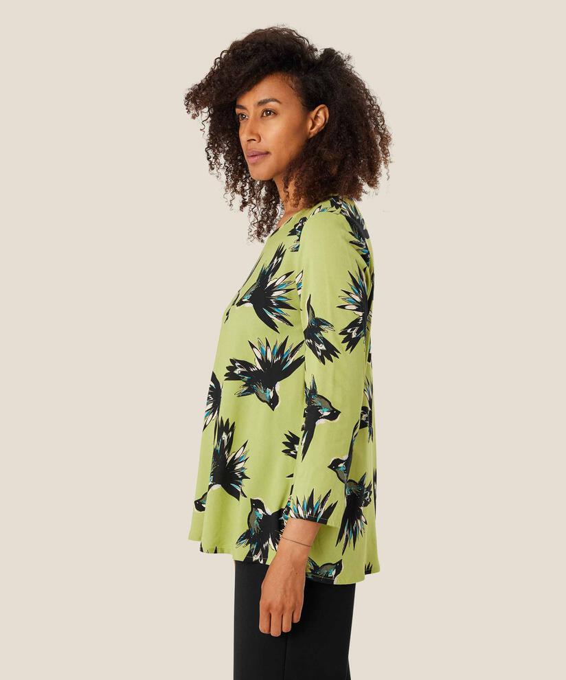 Bedruckte Viskosebluse mit Rundhalsausschnitt, Fern