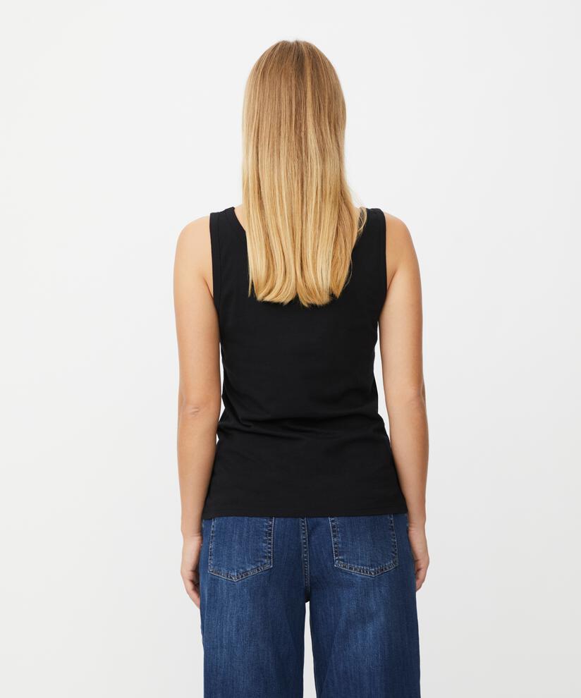 tailliertes Tanktop aus Stretch-Jersey, Black