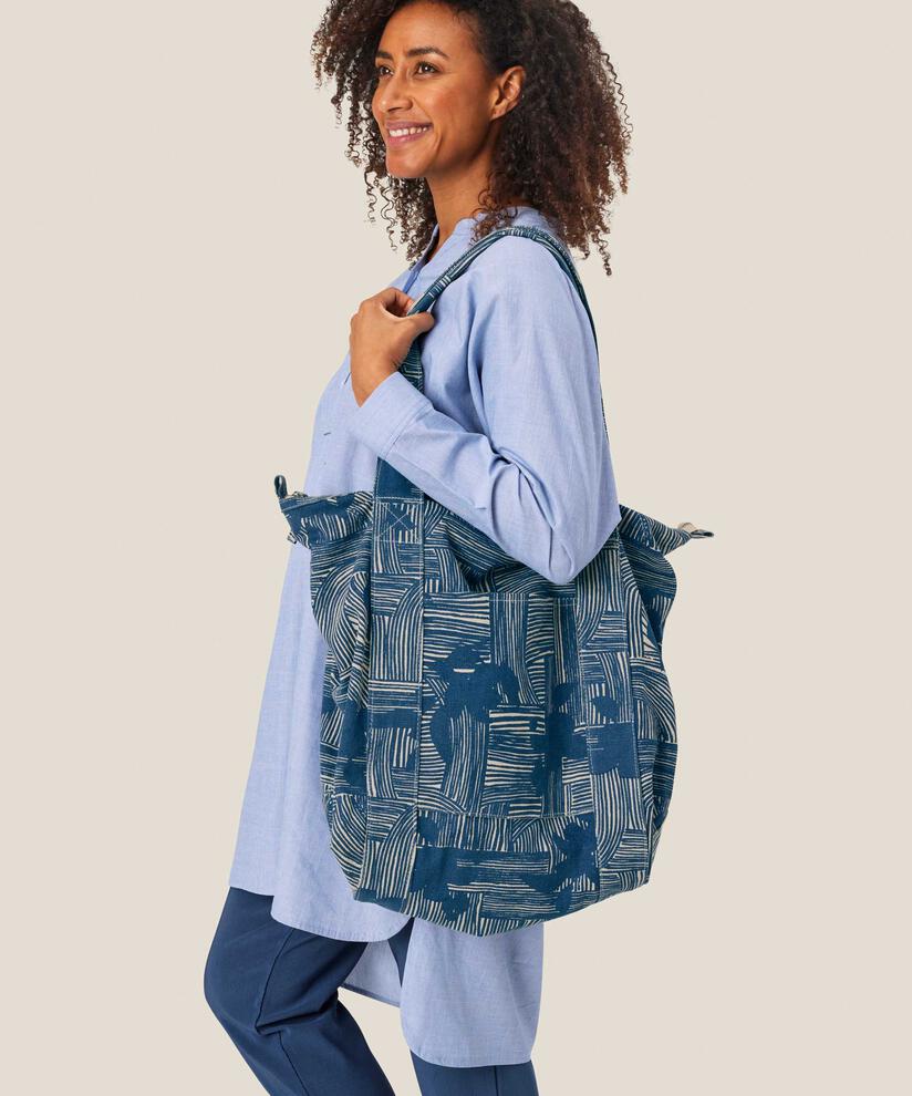 Großer Canvas-Shopper mit Reißverschluss, Sargasso Sea