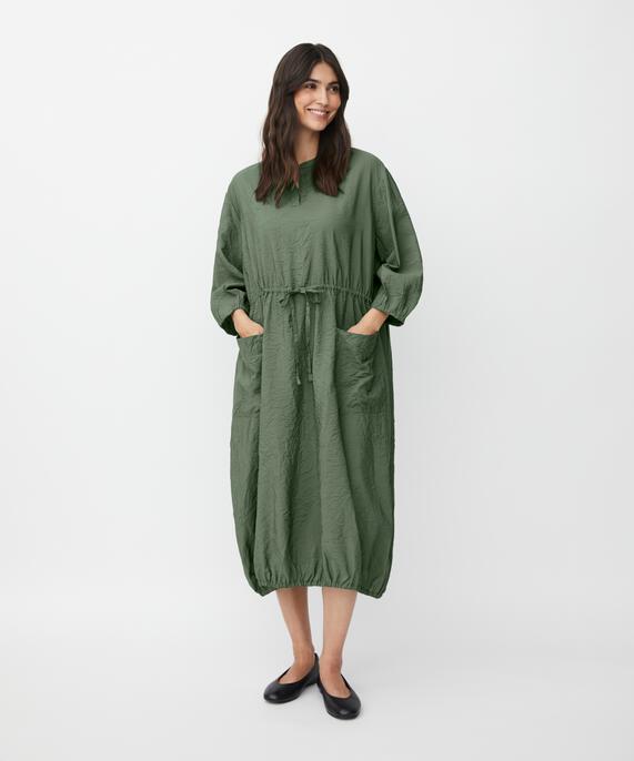 Viskosekleid mit elastischem Saum und Bindeband, Duck Green