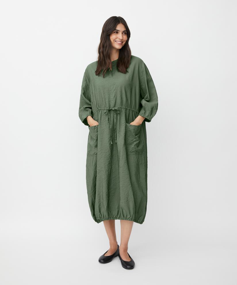 Viskosekleid mit elastischem Saum und Bindeband, Duck Green