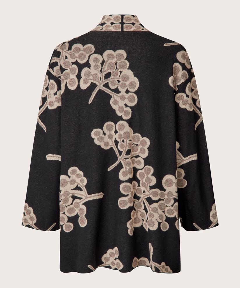 Offener Cardigan mit Blumendruck, Black