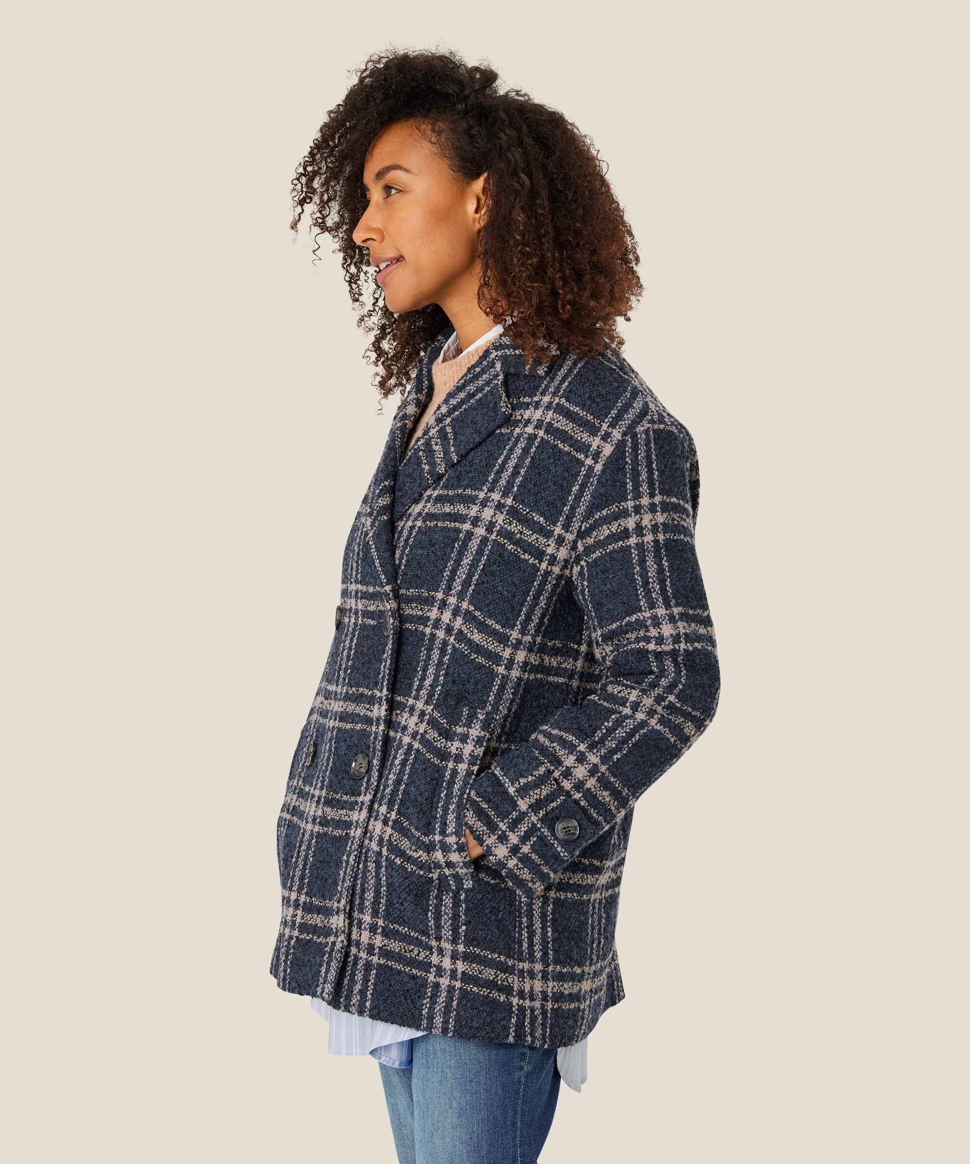 Kurzmantel aus Wollmischung mit zweireihigen Knöpfen, Moonlit Ocean