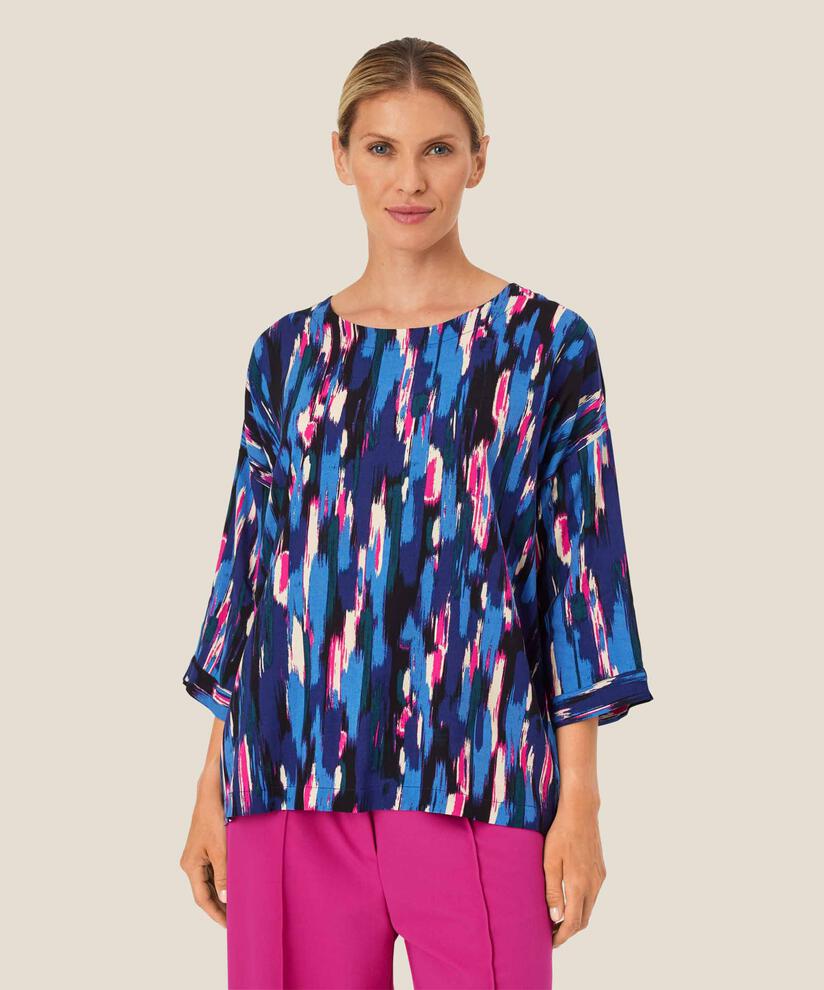 Viskosebluse Mit 3/4 Ärmeln, Federal Blue