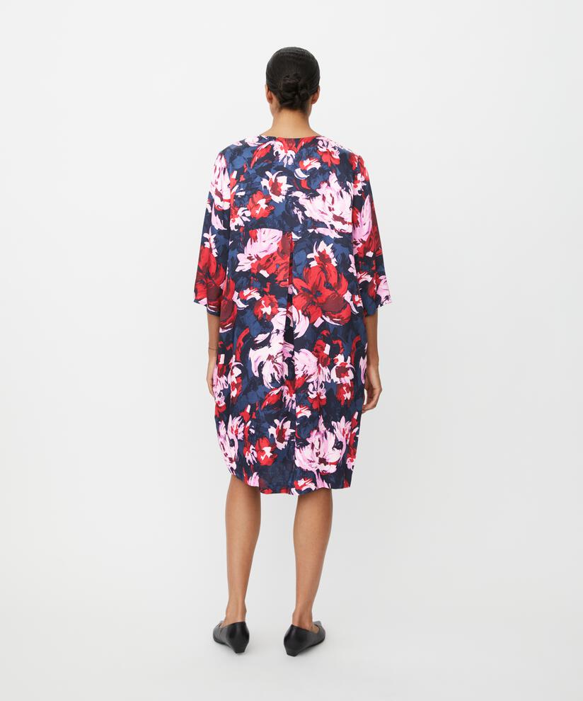 Kleid aus glänzender Viskose mit Eingrifftaschen, Scarlet Sage