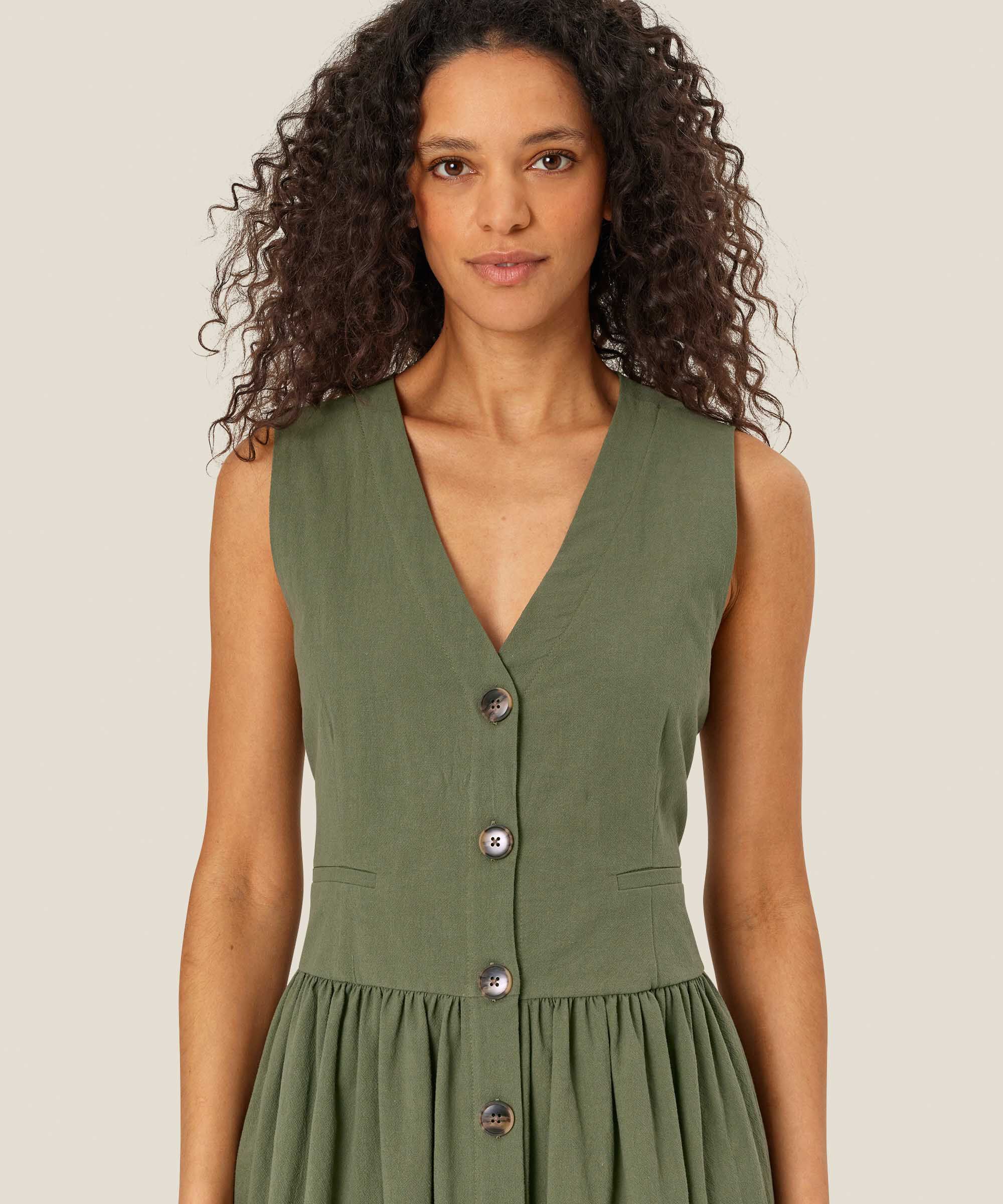 Durchgeknöpftes ärmelloses Baumwollkleid, Four Clover