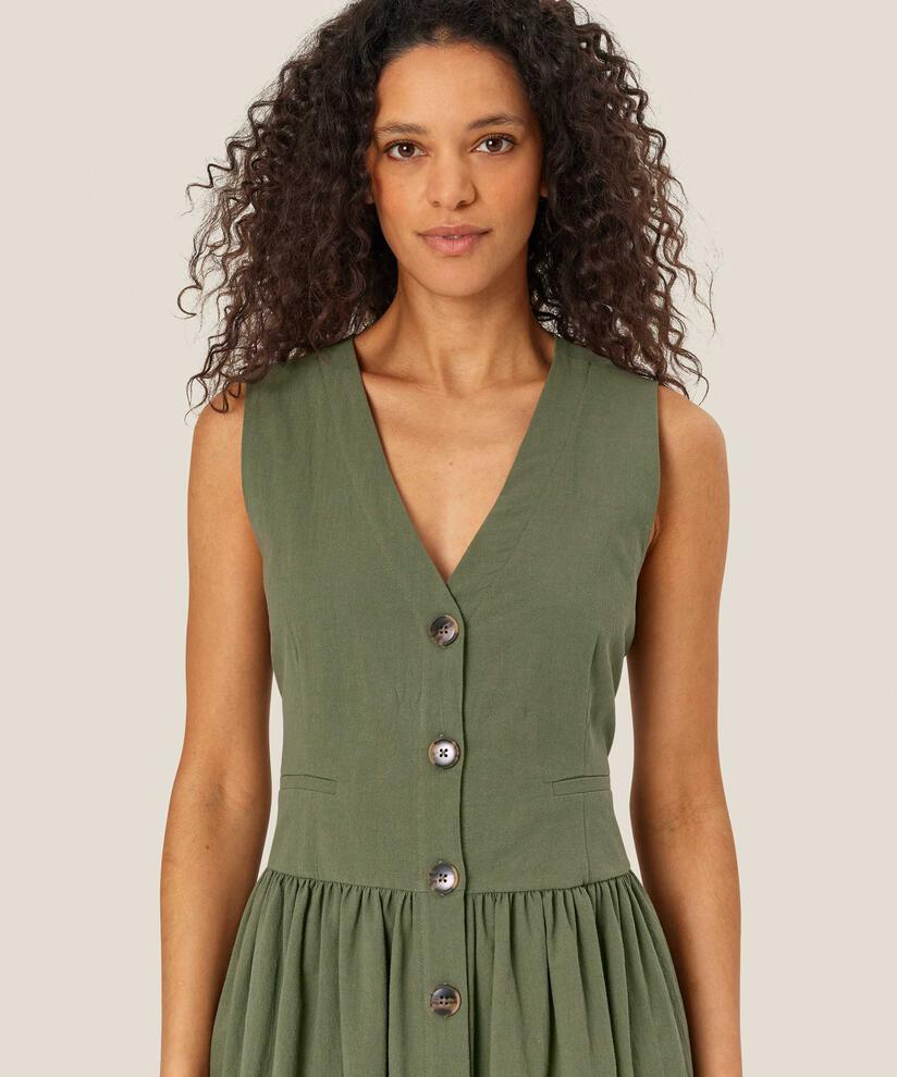 Durchgeknöpftes ärmelloses Baumwollkleid, Four Clover