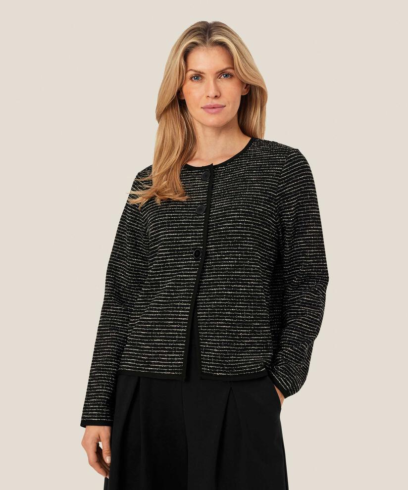 Jerseyjacke mit gewebten Streifen, Black
