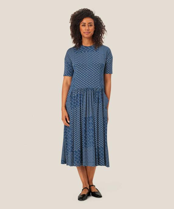 Bedrucktes Jerseykleid mit kurzen Ärmeln, Sargasso Sea