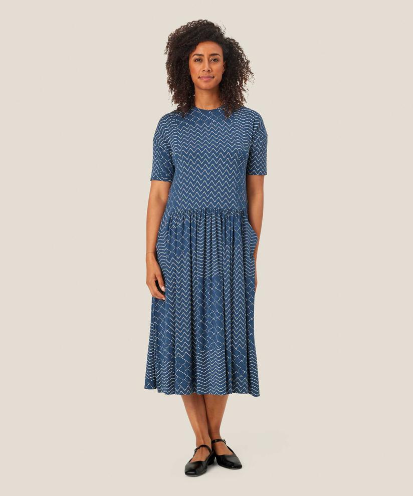 Bedrucktes Jerseykleid mit kurzen Ärmeln, Sargasso Sea