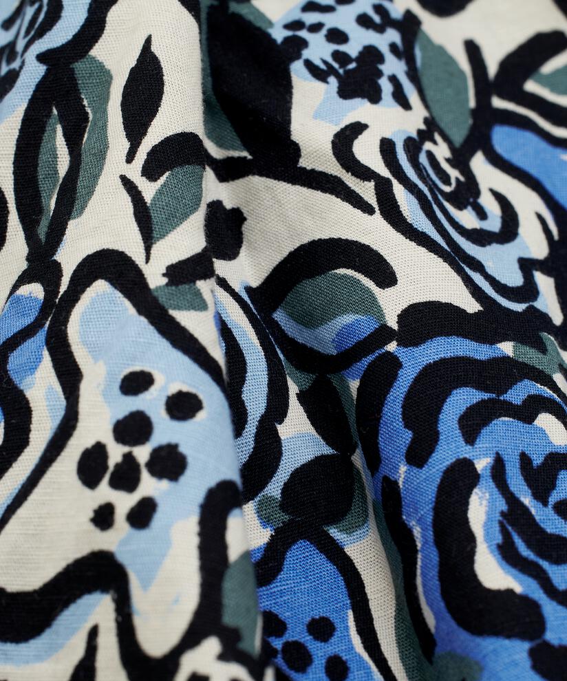 Kleid aus geblümter Baumwolle mit verdeckter Knopfleiste, Blue Bonnet